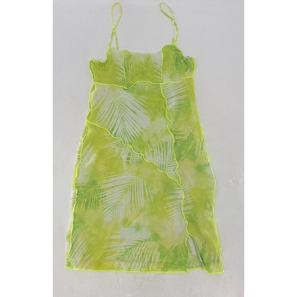 Bershka Mesh Palm Print Cami Mini‎ Dress Size M Summer Boho Festival - Picture 4 of 12